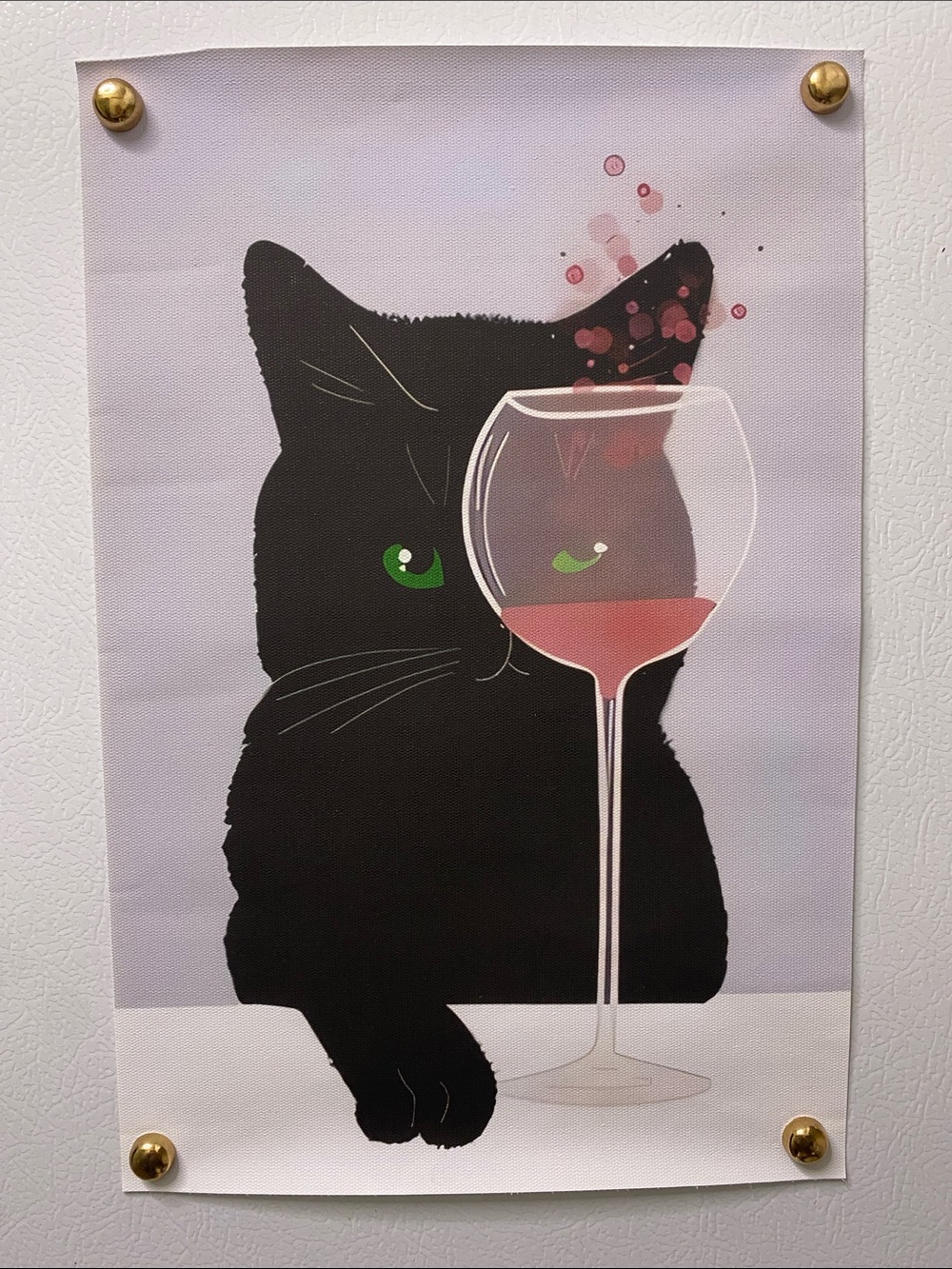 Black Cat Canvas Poster with Green Eyes - Pet Cat Wall Art (20x30cm)